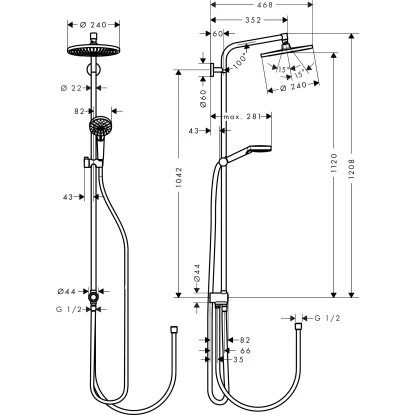 Hansgrohe Duschsystem Crometta S Showerpipe 240 EcoSmart Chrom/Weiß M. Umsteller 4 Hansgrohe Duschsystem Crometta S Showerpipe 240 EcoSmart Chrom/Weiß M. Umsteller – Bild 2