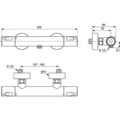 Ideal Standard Brausethermostat Ceratherm T50 Aufputz Chrom -Geschäft Für Duschzubehör 189350 3049 7