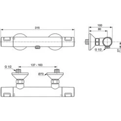 Ideal Standard Brausethermostat Ceratherm T25 Aufputz Chrom -Geschäft Für Duschzubehör 189351 3049 5