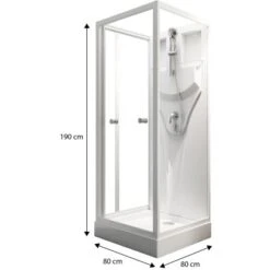 Schulte Komplettduschkabine Juist Mit Schiebetür Weiß 190x80x80 Cm -Geschäft Für Duschzubehör 32020 2053 4060991009730 1 4