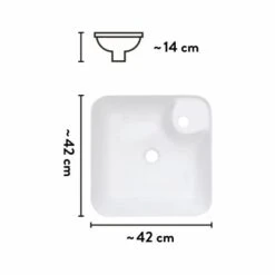 Baliv Aufsatzwaschbecken WBA-7010 43 Cm X 43 Cm -Geschäft Für Duschzubehör 4007873411533 VM01 170621