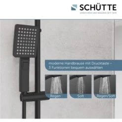 Schütte Duschsystem Mallorca Mit Kopf-und Handbrause Ohne Armatur Schwarz Matt -Geschäft Für Duschzubehör 4008431606668 2759 14