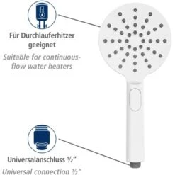 Wenko Duschkopf Design Kunststoff (ABS) 12 X 12 Cm Weiß -Geschäft Für Duschzubehör 4008838254141 1068 AI 03