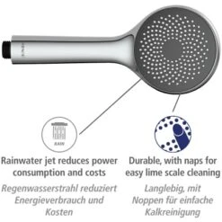 Wenko Duschkopf Watersaving Kunststoff (ABS) 9.5 X 9.5 Cm Chrom -Geschäft Für Duschzubehör 4008838277690 1068 AI 01