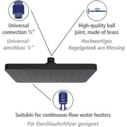 Wenko Kopfbrause ABS Kunststoff 17 X 25 Cm Schwarz -Geschäft Für Duschzubehör 4008838355442 1068 AI 01