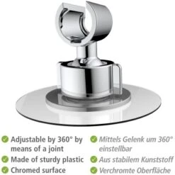 Wenko Duschkopfhalter 360° Befestigen Ohne Bohren Ø 8 X 7,5 Cm Chrom -Geschäft Für Duschzubehör 4008838388181 1068 AI 01