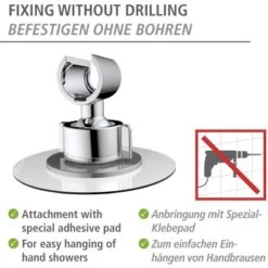 Wenko Duschkopfhalter 360° Befestigen Ohne Bohren Ø 8 X 7,5 Cm Chrom -Geschäft Für Duschzubehör 4008838388181 1068 AI 02