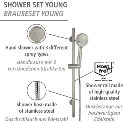 Wenko Brauseset Young 66 Cm Edelstahl 9 Wenko Brauseset Young 66 Cm Edelstahl – Bild 7