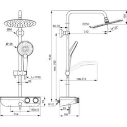 Ideal Standard Duschsystem Ceratherm S200 Mit Ablage Und Runder Handbrause Chrom -Geschäft Für Duschzubehör 4015413350815 3049 VM 09