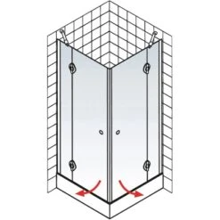Schulte Eckeinstieg 4-tlg. Toura Pendelbar Schwarz 200 X 100 X 100 Cm Klar Hell -Geschäft Für Duschzubehör 4060991070136 2053 6