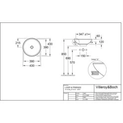 Villeroy & Boch Friends Halbeinbau-Waschbecken 43cm StarWhite M. ÜL CPlus -Geschäft Für Duschzubehör 4123 vbtz 411400 411401 5 2