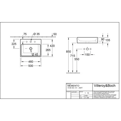 Villeroy & Boch Boch Aufsatzwaschbecken Memento 50 Cm Alpinweiß Mit HL Ohne ÜL CPlus 4 Villeroy & Boch Boch Aufsatzwaschbecken Memento 50 Cm Alpinweiß Mit HL Ohne ÜL CPlus – Bild 2