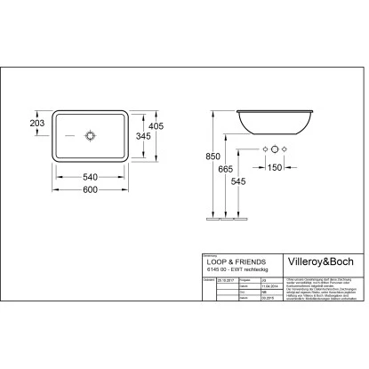 Villeroy & Boch Loop & Friends Einbauwaschbecken 60 Cm Pergamon Mit ÜL CPlus 4 Villeroy & Boch Loop & Friends Einbauwaschbecken 60 Cm Pergamon Mit ÜL CPlus – Bild 2