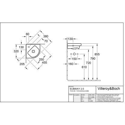 Villeroy & Boch Eck-Handwaschbecken Subway 2.0 32 Cm Alpinweiß Mit HL Und ÜL 4 Villeroy & Boch Eck-Handwaschbecken Subway 2.0 32 Cm Alpinweiß Mit HL Und ÜL – Bild 2