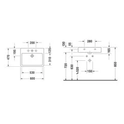 Duravit Waschbecken 60 Cm Vero Weiß -Geschäft Für Duschzubehör 415415 1709 skizze 2
