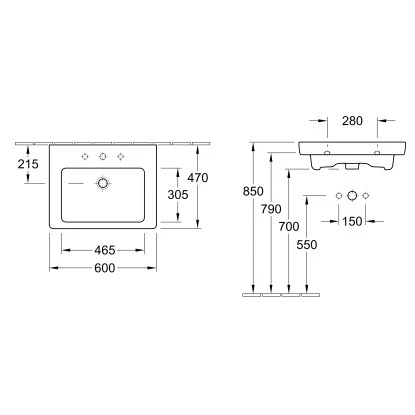 Villeroy & Boch Waschbecken 60 Cm Subway 2.0 Weiß 4 Villeroy & Boch Waschbecken 60 Cm Subway 2.0 Weiß – Bild 2