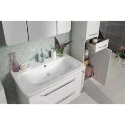 Fackelmann Keramik-Waschbecken 88,5 Cm Milano Weiß -Geschäft Für Duschzubehör 480522 3254 8