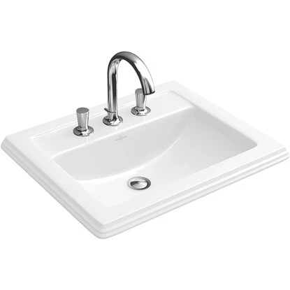 Villeroy & Boch Einbauwaschbecken Hommage 63cm Alpinweiß Mit ÜL Für 3-Locharmat. 3 Villeroy & Boch Einbauwaschbecken Hommage 63cm Alpinweiß Mit ÜL Für 3-Locharmat.