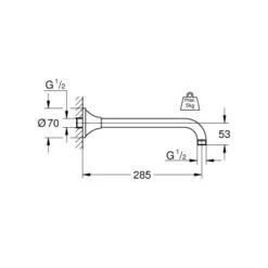 Grohe Brausearm Rainshower Grandera Chrom Ausladung 286 Mm -Geschäft Für Duschzubehör 518685 4520 2044745