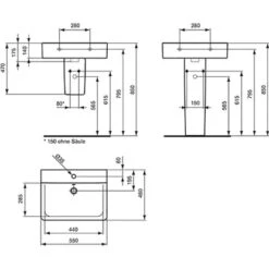 Ideal Standard Waschtisch Connect Cube 55 X 46 Cm 1 Hahnloch Mit Überlauf Weiß -Geschäft Für Duschzubehör 539483 3049 6