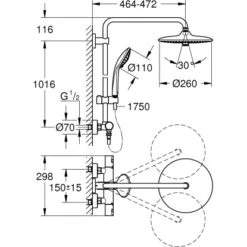 Grohe Duschsystem Vitalio Joy 260 Mit Thermostat-Brausebatterie -Geschäft Für Duschzubehör 60 duschsystem mazeichnung
