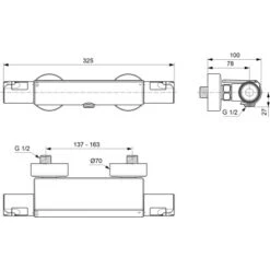 Ideal Standard Brausethermostat Ceratherm T50 Aufputz Mit Ablage Chrom -Geschäft Für Duschzubehör 611782 3049 6
