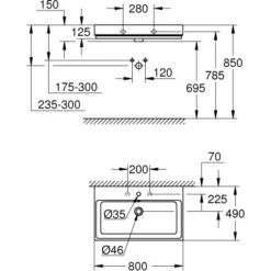Grohe Waschtisch Cube Keramik 80 Cm Alpinweiß Mit Hahnloch Und Überl. PureGuard -Geschäft Für Duschzubehör 778992 4520 3