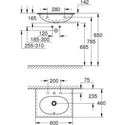 Grohe Waschtisch Essence 60 Cm Mit Hahnloch Und Überlauf PureGuard -Geschäft Für Duschzubehör 779015 4520 3