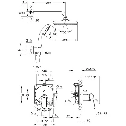 Grohe Duschsystem Eurosmart Cosmopolitan Chrom 4 Grohe Duschsystem Eurosmart Cosmopolitan Chrom – Bild 2