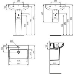 Ideal Standard Waschtisch I.life S 55 Cm Weiß -Geschäft Für Duschzubehör 8014140491583 3049 VM 08