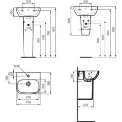 Ideal Standard Handwaschbecken I.life A 40 Cm Weiß -Geschäft Für Duschzubehör 8014140515272 3049 VM 09