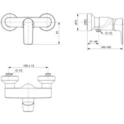 Ideal Standard Brausearmatur Connect Air AP Chrom -Geschäft Für Duschzubehör 817425 3049 4