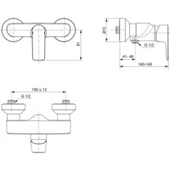 Ideal Standard Brausearmatur Connect Air AP Chrom -Geschäft Für Duschzubehör 817425 4650 4