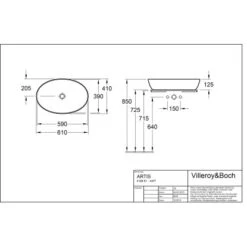 Villeroy & Boch Boch Aufsatzwaschbecken Artis 61 Cm X 41 Cm Weiß Alpin CeramicPlus -Geschäft Für Duschzubehör 8751 print masszeichnung 5
