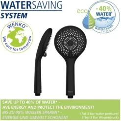 Wenko Brauseset Watersaving Schwarz -Geschäft Für Duschzubehör 903253 1068 05