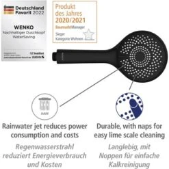 Wenko Brauseset Watersaving Schwarz -Geschäft Für Duschzubehör 903253 1068 06