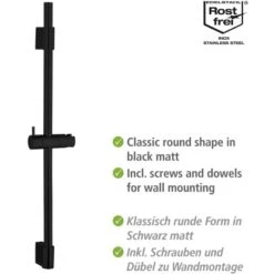 Wenko Duschstange Classic Schwarz 70 Cm -Geschäft Für Duschzubehör 903263 1068 03