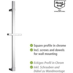 Wenko Duschstange Design Chrom 68 Cm -Geschäft Für Duschzubehör 903291 1068 03