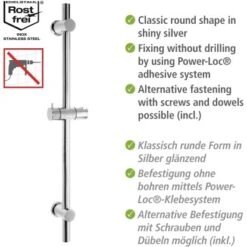 Wenko Power-Loc Duschstange Chrom Befestigen Ohne Bohren -Geschäft Für Duschzubehör 903304 1068 04