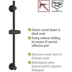 Wenko Duschstange Schwarz Befestigen Ohne Bohren -Geschäft Für Duschzubehör 903403 1068 03