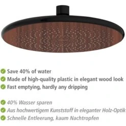 Wenko Regenduschkopf Watersaving Wood Ø 22,5 Cm -Geschäft Für Duschzubehör 903683 1068 05