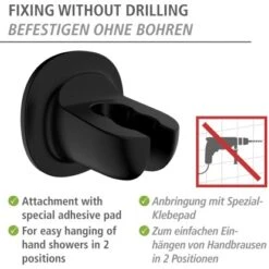 Wenko Duschkopfhalter Libertà Schwarz Befestigen Ohne Bohren -Geschäft Für Duschzubehör 903762 1068 02