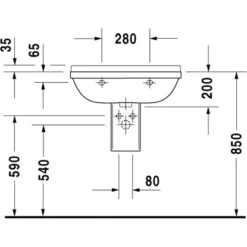 Duravit Waschtisch Starck 3 65 Cm Weiß Mit Überlauf Und 1 Hahnloch -Geschäft Für Duschzubehör 946930 4123 030065V1