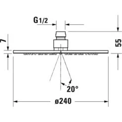 Duravit Kopfbrause Rund Ø 24 Cm Chrom -Geschäft Für Duschzubehör 946952 4123 UV0660014000V