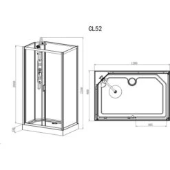 Sanotechnik Komplettdusche Epic Schwarz 225 Cm X 120 Cm X 80 Cm -Geschäft Für Duschzubehör 952529 4633 CL52 Skizze 2