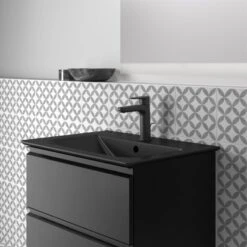 Ideal Standard Möbelwaschtisch Connect Air 64 Cm 1 Hahnloch Mit Überlauf Schwarz -Geschäft Für Duschzubehör 9803099 3049 5