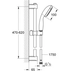 Grohe QuickFix Brausestangenset Vitalio Start 100 Chrom -Geschäft Für Duschzubehör ausestangenset mazeichnung 1
