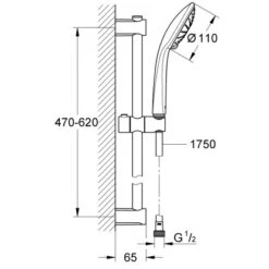 Grohe QuickFix Brausestangen-Set Vitalio Joy 110 Duo Chrom 2 Strahlarten -Geschäft Für Duschzubehör ausestangenset mazeichnung