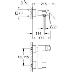 Grohe QuickFix Einhand-Duscharmatur Sail Cube -Geschäft Für Duschzubehör brausebatterie mazeichnung 5