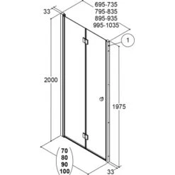 Dansani Falttür Match Sicherheitsglas Klar Easy Care 90 Cm X 200 Cm -Geschäft Für Duschzubehör dfr1998854 1998862 1998870 1